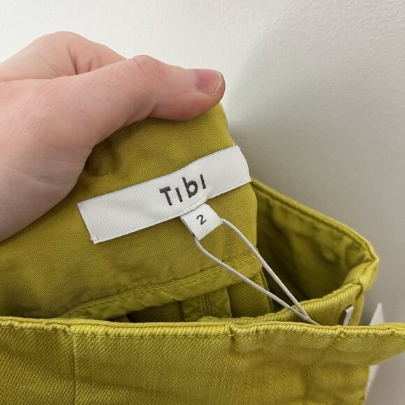 Tibi NWT High-waist Wide-leg Cropped Jeans‎ In Mustard Yellow Size 2 - Picture 8 of 13